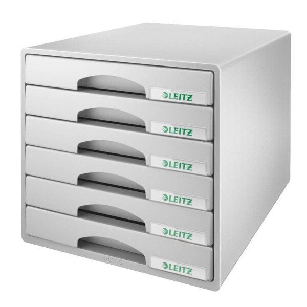LEITZ Schubladenbox Plus  grau 52120085, DIN A4 mit 6 Schubladen, 1 St.