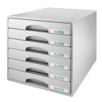 LEITZ Schubladenbox Plus  grau 52120085, DIN A4 mit 6...