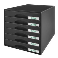 LEITZ Schubladenbox Plus  schwarz 52120095, DIN A4 mit 6...