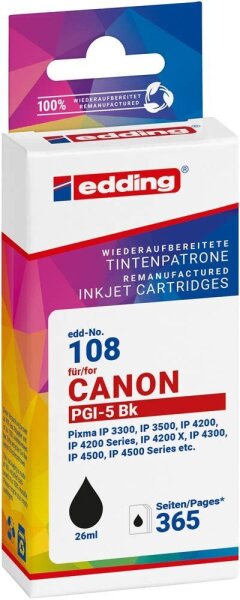 edding EDD-108 schwarz Druckerpatrone kompatibel zu Canon PGI-5 BK
