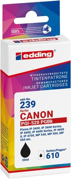 edding EDD-239 schwarz Druckerpatrone kompatibel zu Canon PGI-520 BK