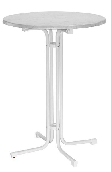MFG Freizeitmöbel Stehtisch rund Spanplatte weiß, marmor 80,0 x 80,0 x 110,0 cm, 1 St.