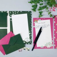 artoz Briefpapier mit Briefhüllen Einhorn pink ca. DIN A5 80 g/qm 1 Pack