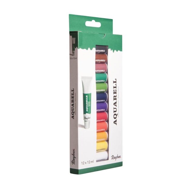 Rayher Künstler-Set Aquarellfarben farbsortiert 12 x 12,0 ml, 1 Pack