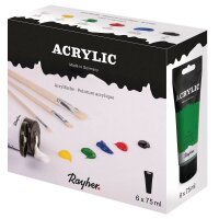Rayher Acrylic-Set Acrylfarben farbsortiert 6 x 75,0 ml,...