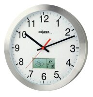 PEWETA Funkwanduhr weiß silber Aluminium, matt,...
