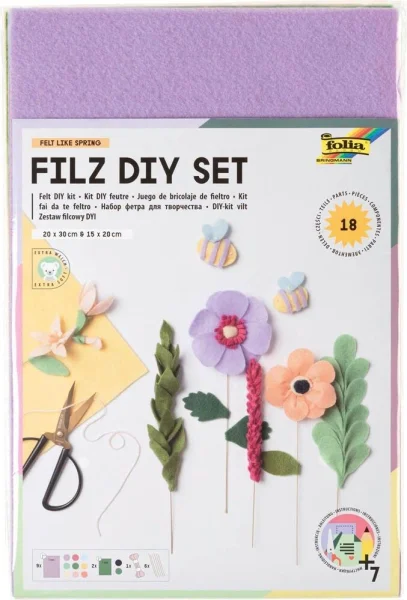 folia Bastelfilz-Set Felt like Spring 18-tlg. mehrfarbig