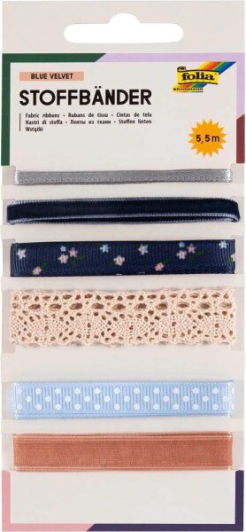 folia Geschenkband Blue Velvet unterschiedlich blau