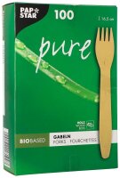 PAPSTAR Einweg-Gabeln pure, Holz, 100 St.  ( 18199 )