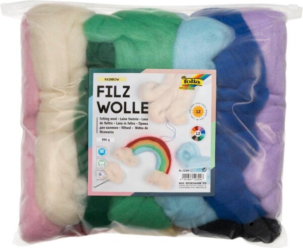 folia Bastelfilz-Set 12 Farben sortiert mehrfarbig