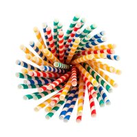 PAPSTAR Strohhalme pure farbsortiert gestreift Papier, 100 St.