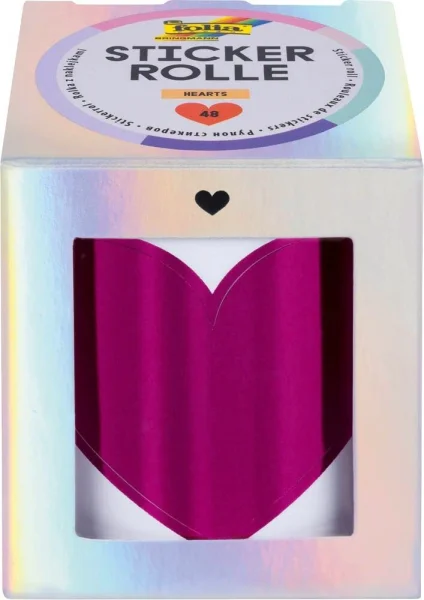 folia Aufkleber Hearts Herzen, pink/gold/blau, 48 St.