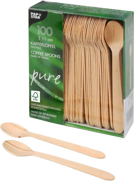 PAPSTAR Einweg-Kaffeelöffel pure, Holz, 100 St.