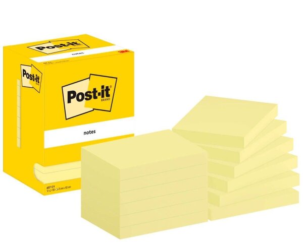 Post-it® Haftnotizen 657 gelb, 12 Blöcke