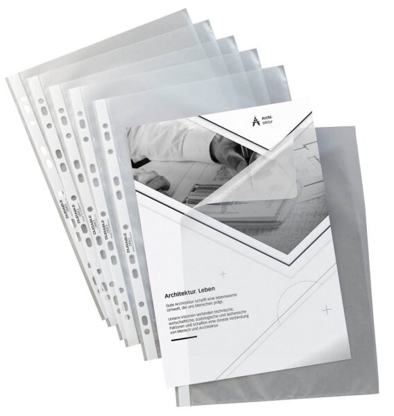 DURABLE Prospekthüllen DIN A4 transparent genarbt 0,06 mm, 10 St.