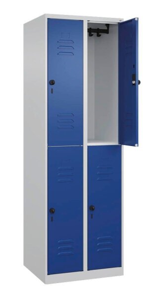 CP Spind Classic Plus lichtgrau, enzianblau 080300-20 S10003, 4 Schließfächer 60,0 x 50,0 x 185,0 cm
