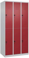 CP Spind Classic Plus lichtgrau, rubinrot 080300-30 S10001, 6 Schließfächer 90,0 x 50,0 x 185,0 cm