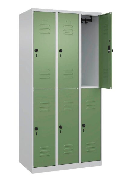 CP Spind Classic Plus lichtgrau, resedagrün 080300-30 S10006, 6 Schließfächer 90,0 x 50,0 x 185,0 cm