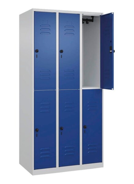 CP Spind Classic Plus lichtgrau, enzianblau 080300-30 S10003, 6 Schließfächer 90,0 x 50,0 x 185,0 cm