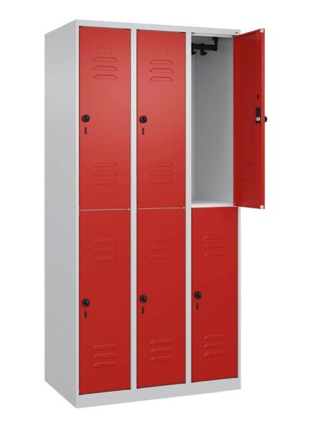 CP Spind Classic Plus lichtgrau, verkehrsrot 080300-30 S10002, 6 Schließfächer 90,0 x 50,0 x 185,0 cm