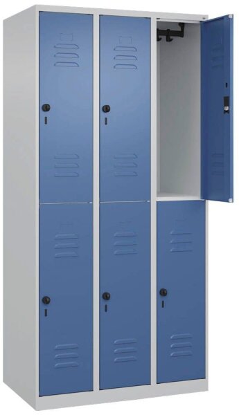 CP Spind Classic Plus lichtgrau, fernblau 080300-30 S10005, 6 Schließfächer 90,0 x 50,0 x 185,0 cm