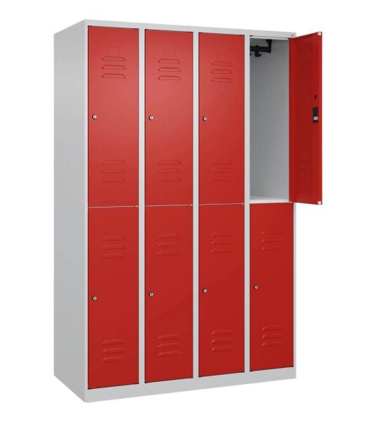 CP Spind Classic Plus lichtgrau, verkehrsrot 080300-40 S10029, 8 Schließfächer 120,0 x 50,0 x 185,0 cm