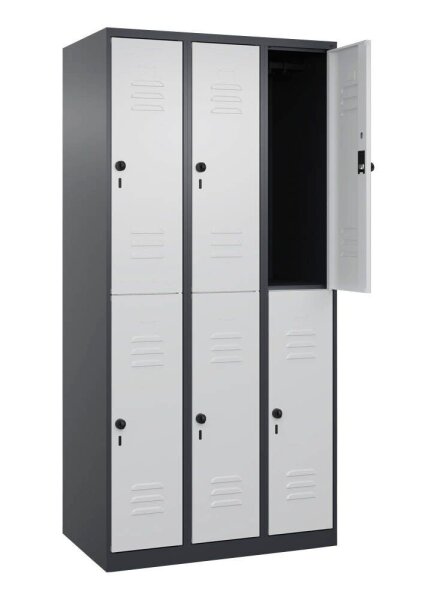 CP Spind Classic Plus anthrazitgrau, lichtgrau 080300-30 S10011, 6 Schließfächer 90,0 x 50,0 x 185,0 cm
