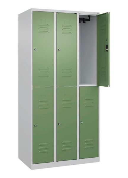CP Spind Classic Plus lichtgrau, resedagrün 080300-30 S10015, 6 Schließfächer 90,0 x 50,0 x 185,0 cm