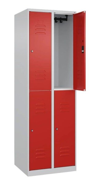 CP Spind Classic Plus lichtgrau, verkehrsrot 080300-20 S10040, 4 Schließfächer 60,0 x 50,0 x 185,0 cm