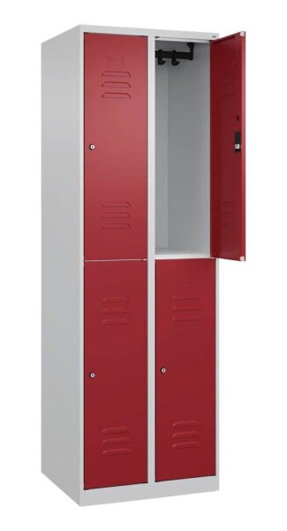 CP Spind Classic Plus lichtgrau, rubinrot 080300-20 S10046, 4 Schließfächer 60,0 x 50,0 x 185,0 cm