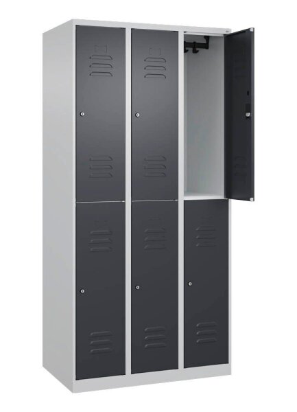 CP Spind Classic Plus anthrazitgrau, lichtgrau 080300-30 S10044, 6 Schließfächer 90,0 x 50,0 x 185,0 cm