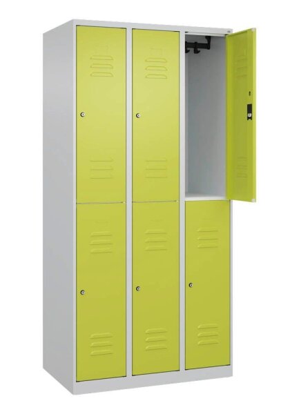 CP Spind Classic Plus clowngrün, lichtgrau 080300-30 S10047, 6 Schließfächer 90,0 x 50,0 x 185,0 cm