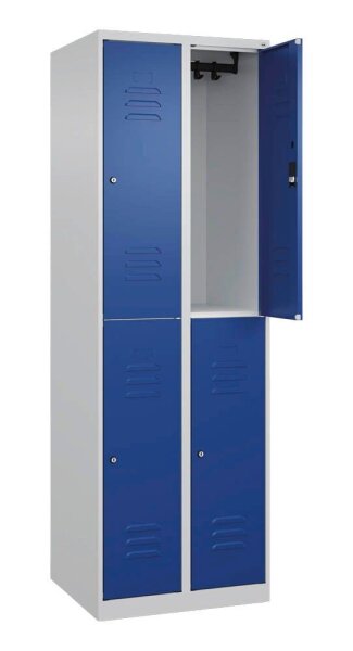 CP Spind Classic Plus lichtgrau, enzianblau 080300-20 S10055, 4 Schließfächer 60,0 x 50,0 x 185,0 cm