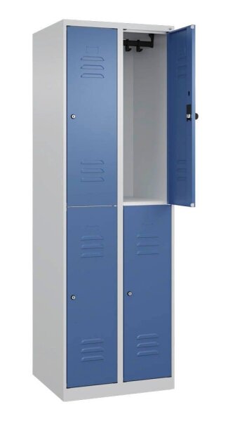 CP Spind Classic Plus lichtgrau, fernblau 080300-20 S10054, 4 Schließfächer 60,0 x 50,0 x 185,0 cm