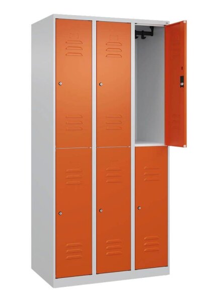 CP Spind Classic Plus reinorange, lichtgrau 080300-30 S10061, 6 Schließfächer 90,0 x 50,0 x 185,0 cm