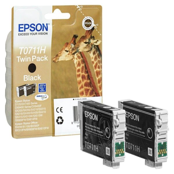 EPSON T0711H (Giraffe) schwarz Druckerpatronen, 2er-Set