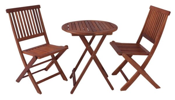 Garden Pleasure Sitzgruppe PRAG, braun Holz, 3-teilig