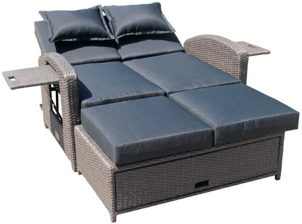 Garden Pleasure Loungesofa NIZZA, dunkelgrau Kunststoff, Metall, 7-teilig