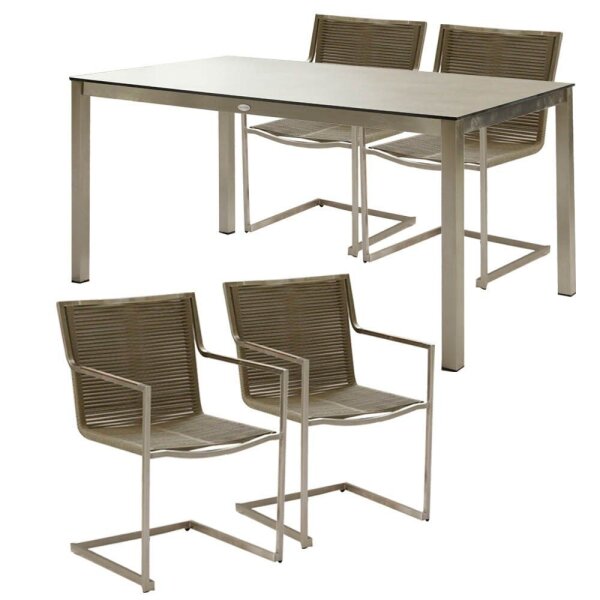 Garden Pleasure Sitzgruppe SIENNA, grau Kunststoff, Metall, 5-teilig  ( 305386-1 )