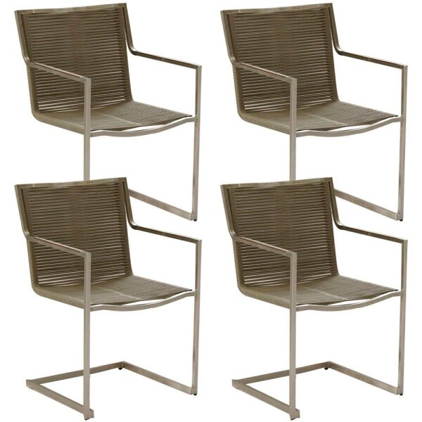 Garden Pleasure Gartenstühle mit Armlehnen SIENNA taupe, 4 St.
