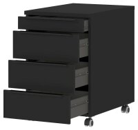 GERMANIA 4377 Rollcontainer schwarz 4 Auszüge 42,0 x 60,0 x 63,0 cm