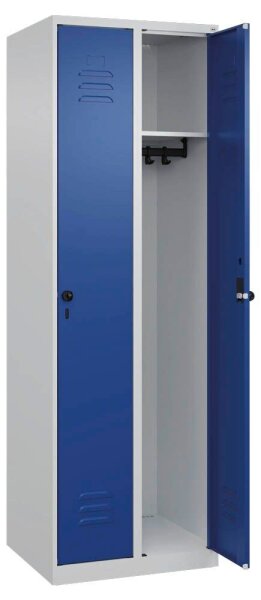 CP Spind Classic Plus lichtgrau, enzianblau 080000-20 S10004, 2 Schließfächer 60,0 x 50,0 x 185,0 cm