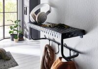 HAKU Möbel Wandgarderobe 21527 schwarz Metall 6 Haken 42,0 x 19,0 cm, 1 St.