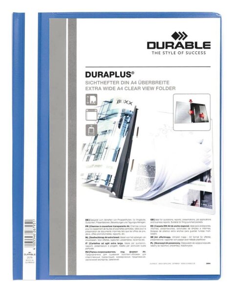 DURABLE Präsentationshefter DURAPLUS Kunststoff hellblau DIN A4 überbreit, 25 St.