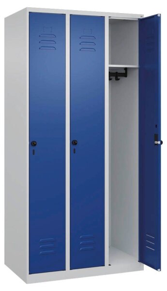 CP Spind Classic Plus lichtgrau, enzianblau 080000-30 S10003, 3 Schließfächer 90,0 x 50,0 x 185,0 cm