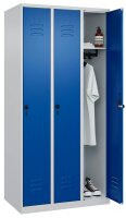 CP Spind Classic Plus lichtgrau, enzianblau 080000-30 S10003, 3 Schließfächer 90,0 x 50,0 x 185,0 cm