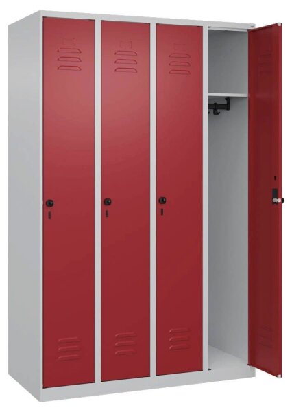 CP Spind Classic Plus lichtgrau, rubinrot 080000-40 S10001, 4 Schließfächer 120,0 x 50,0 x 185,0 cm