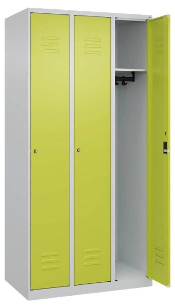 CP Spind Classic Plus clowngrün, lichtgrau 080000-30 S10030, 3 Schließfächer 90,0 x 50,0 x 185,0 cm