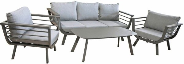 Garden Pleasure Loungegruppe ELIA hellgrau, dunkelgrau Metall, 14-teilig