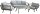 Garden Pleasure Loungegruppe ELIA hellgrau, dunkelgrau Metall, 14-teilig